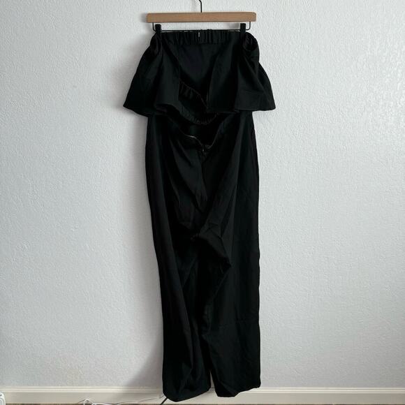NEW NWT Francesca’s Luciana Strapless Elastic Back Wide Leg Jumpsuit Black XL - Picture 8 of 13